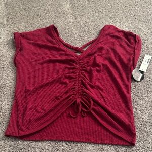 No boundaries Burgundy Ruched Crop Top